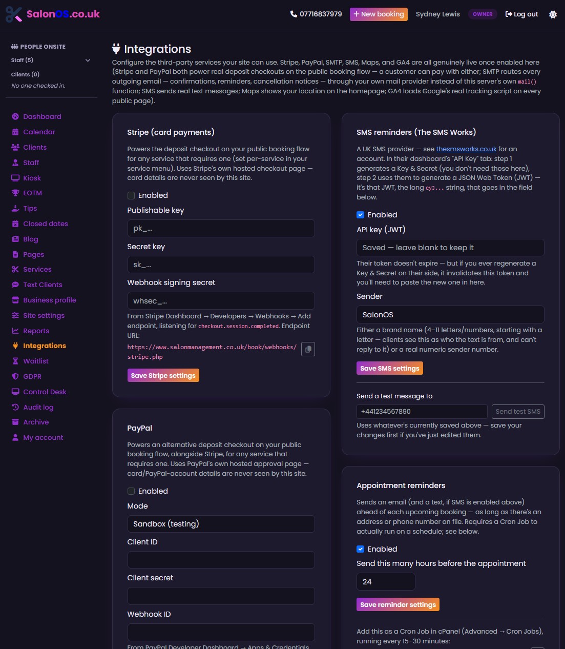 SalonOS - Salon Management Website Lite