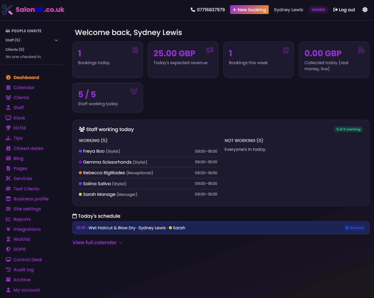 SalonOS - Salon Management Website v1